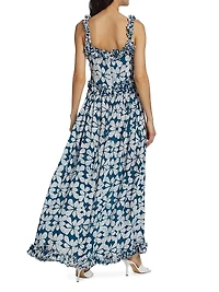 Aje Geometric Ruffle-Trim Maxi Dress