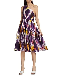 Owo One-Shoulder Tie-Dye Midi Dress