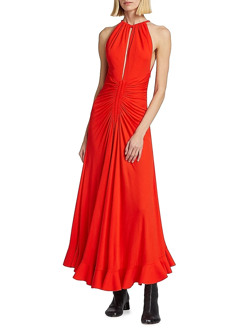 Ruched Crepe Jersey Maxi Dress