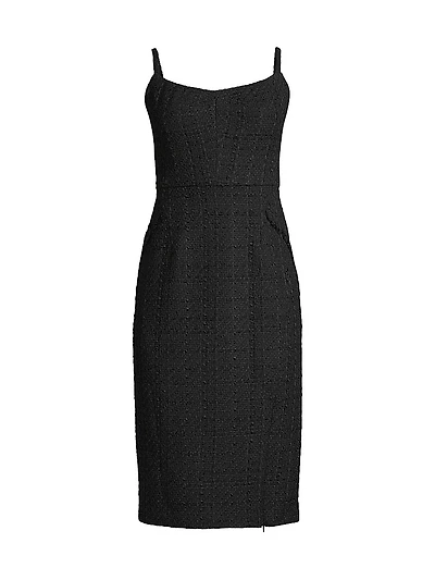 Rustic Chic Tweed Midi-Dress