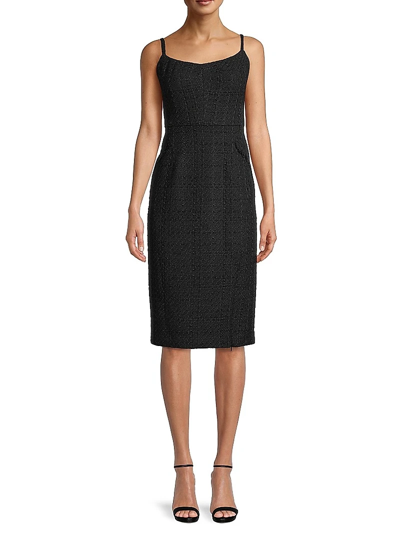 Rustic Chic Tweed Midi-Dress