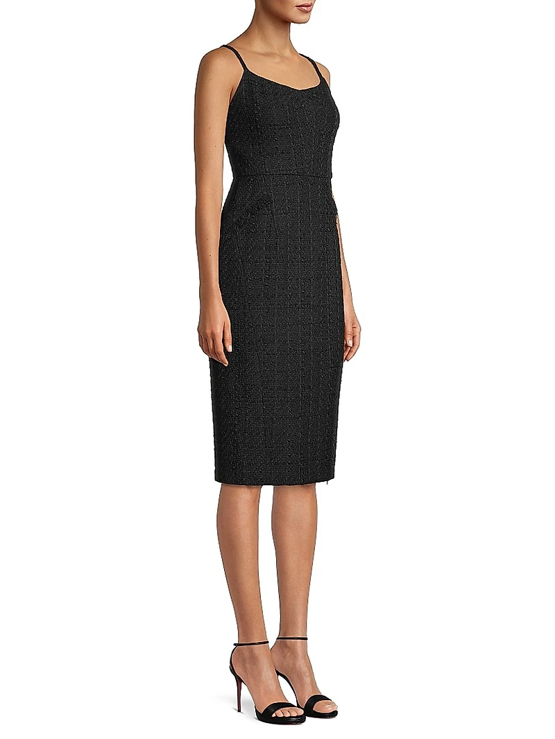 Rustic Chic Tweed Midi-Dress