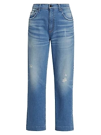 Beau High-Rise Distressed Straight-Leg Jeans