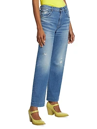 Beau High-Rise Distressed Straight-Leg Jeans