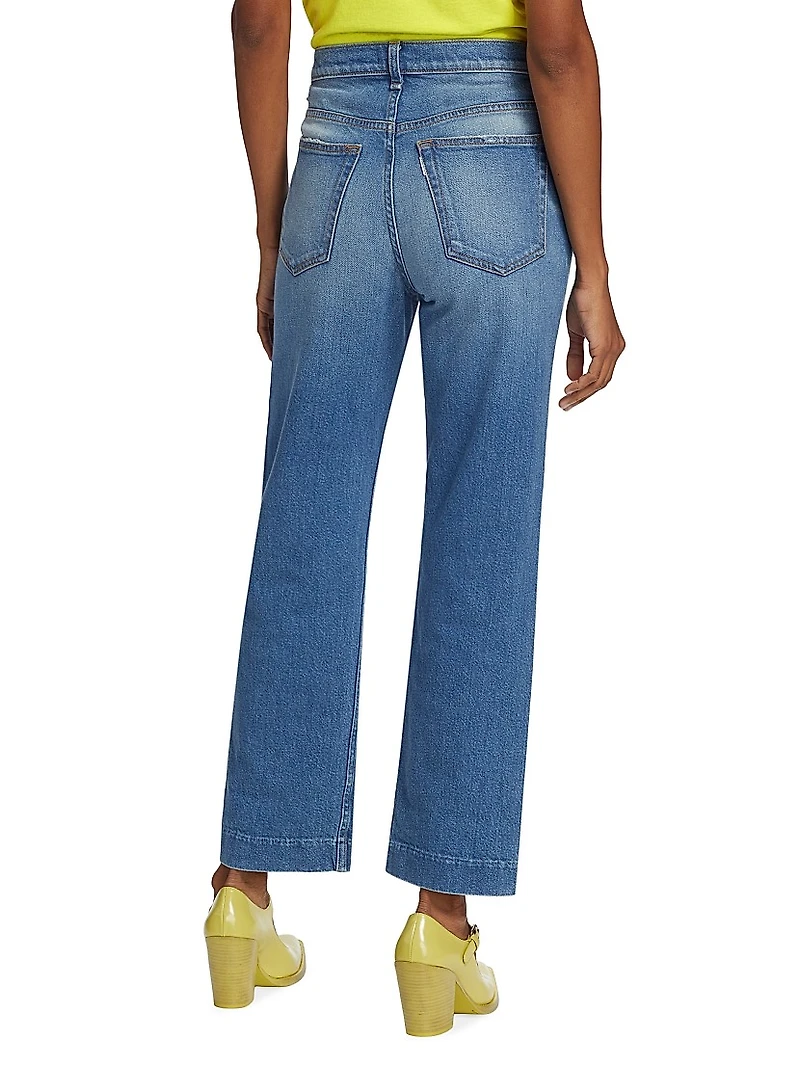 Beau High-Rise Distressed Straight-Leg Jeans