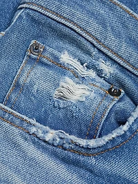 Beau High-Rise Distressed Straight-Leg Jeans