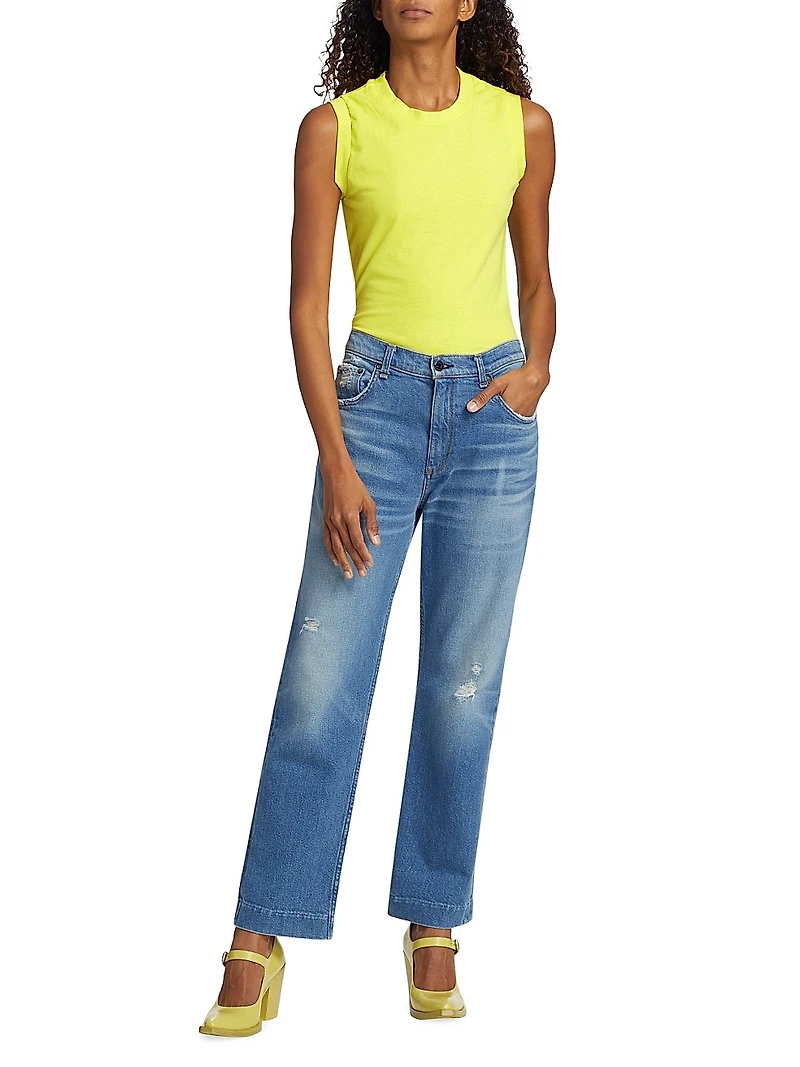 Beau High-Rise Distressed Straight-Leg Jeans
