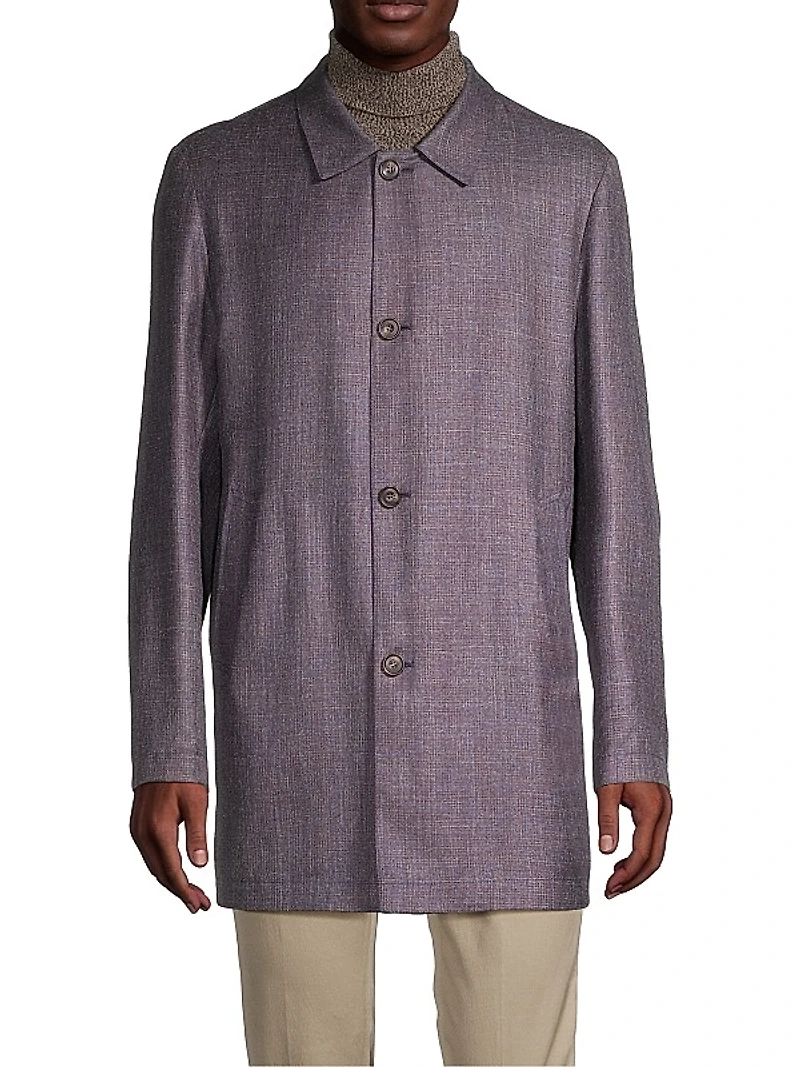 Reversible Wool & Silk Blend Trench Coat