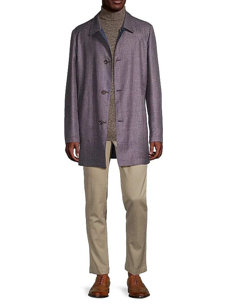 Reversible Wool & Silk Blend Trench Coat