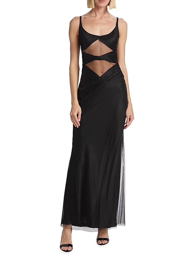 Quinn Tull-Embellished Floor-Length Dress