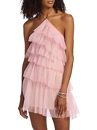 Lou Tiered Tulle Halter Minidress