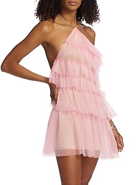 Lou Tiered Tulle Halter Minidress