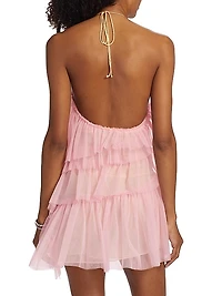 Lou Tiered Tulle Halter Minidress