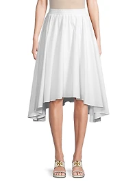 Asymmetric Poplin Midi-Skirt
