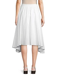 Asymmetric Poplin Midi-Skirt