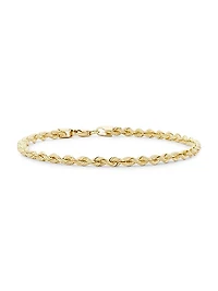 14K Yellow Gold Rope Chain Bracelet