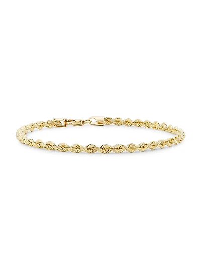 14K Yellow Gold Rope Chain Bracelet