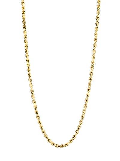 14K Yellow Gold Rope Chain Necklace