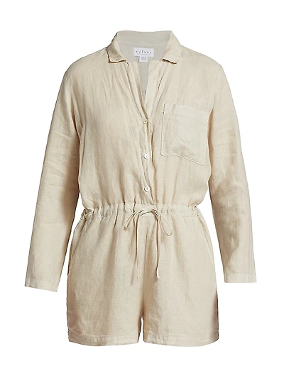 Ruth Linen Long-Sleeve Romper