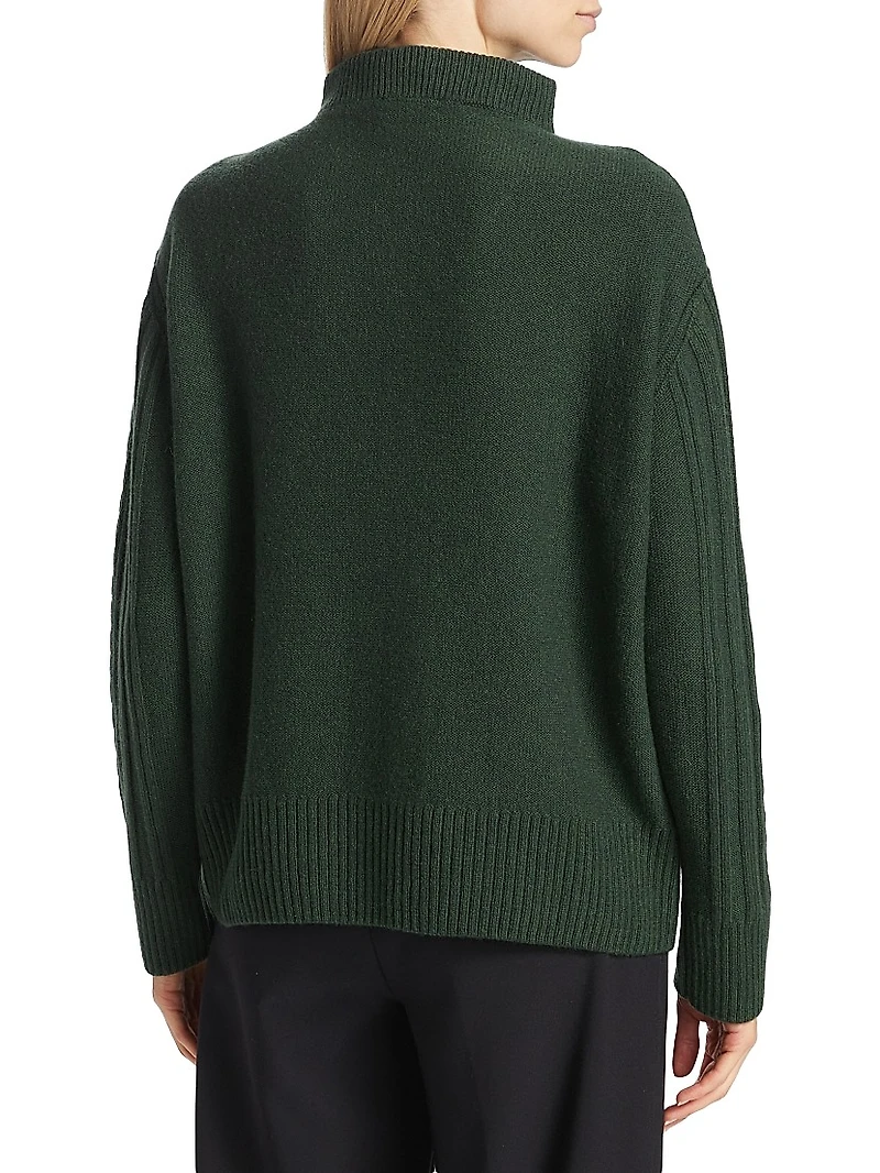 Wool-Blend Cable-Knit Quarter-Zip Sweater