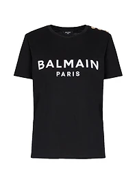 Button-Embellished Logo T-Shirt