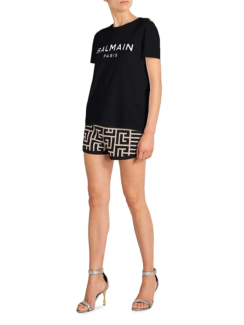 Button-Embellished Logo T-Shirt