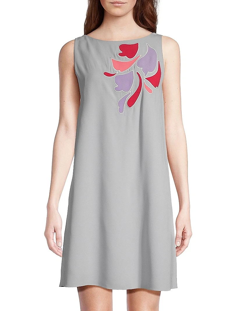 Floral Applique Mini Shift Dress