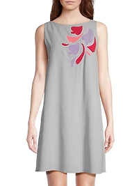 Floral Applique Mini Shift Dress