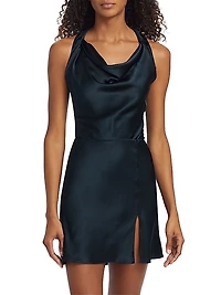 Ellison Silk Cowl-Neck Minidress