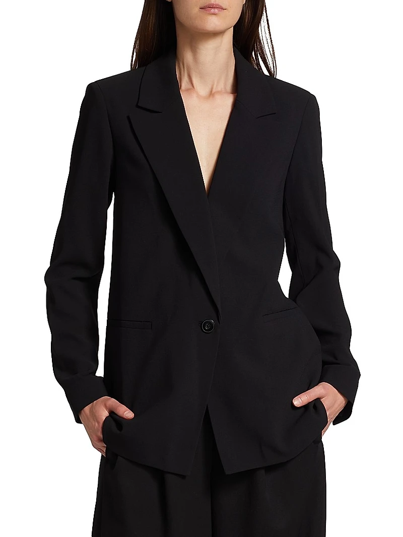 Denny Crepe Single-Button Blazer