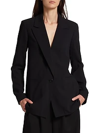 Denny Crepe Single-Button Blazer