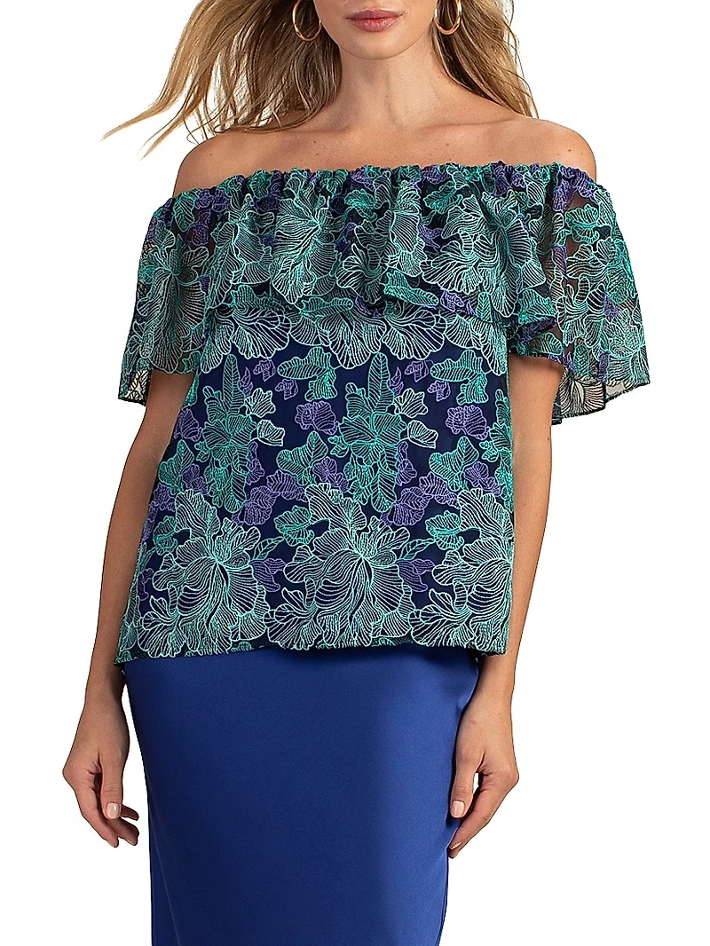 Wisdom Embroidered Off-the-Shoulder Top