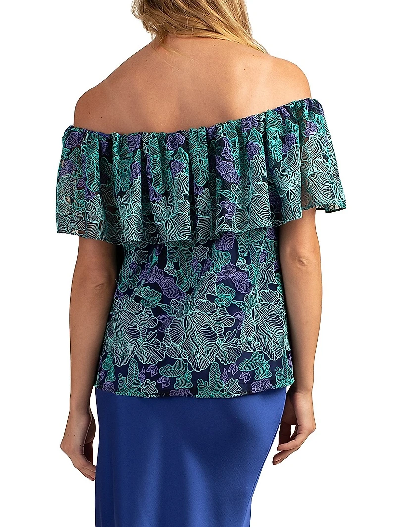 Wisdom Embroidered Off-the-Shoulder Top