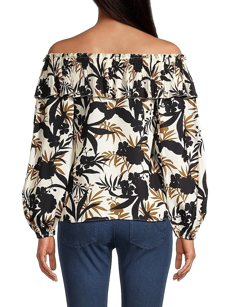 Selena Floral Hammered Satin Blouse
