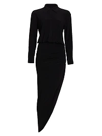 Side Drape Asymmetric Midi-Dress