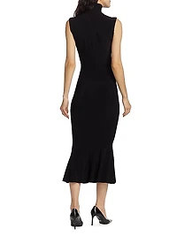 Turtleneck Fishtail Midi-Dress
