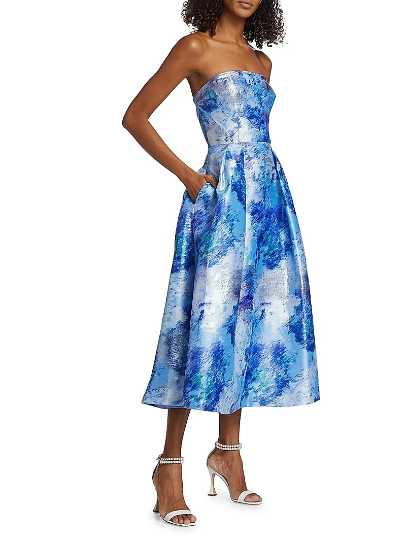 Violet Jacquard Midi-Dress