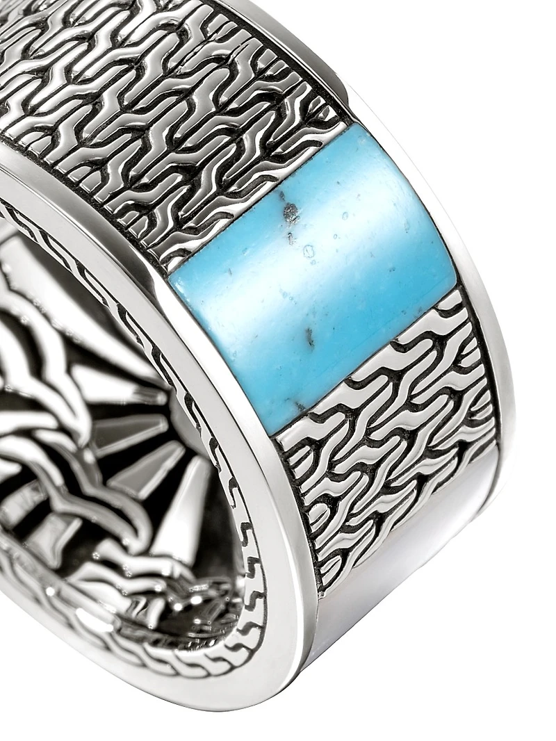 Thailand Carved Chain Inlay Band Ring