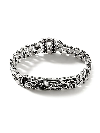 Indonesia Legends Naga ID Sterling Silver Curb Link Bracelet