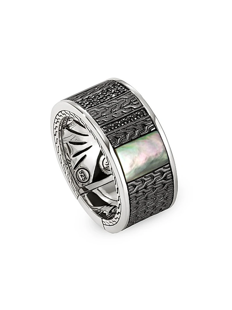 Thailand Carved Chain Inlay Band Ring