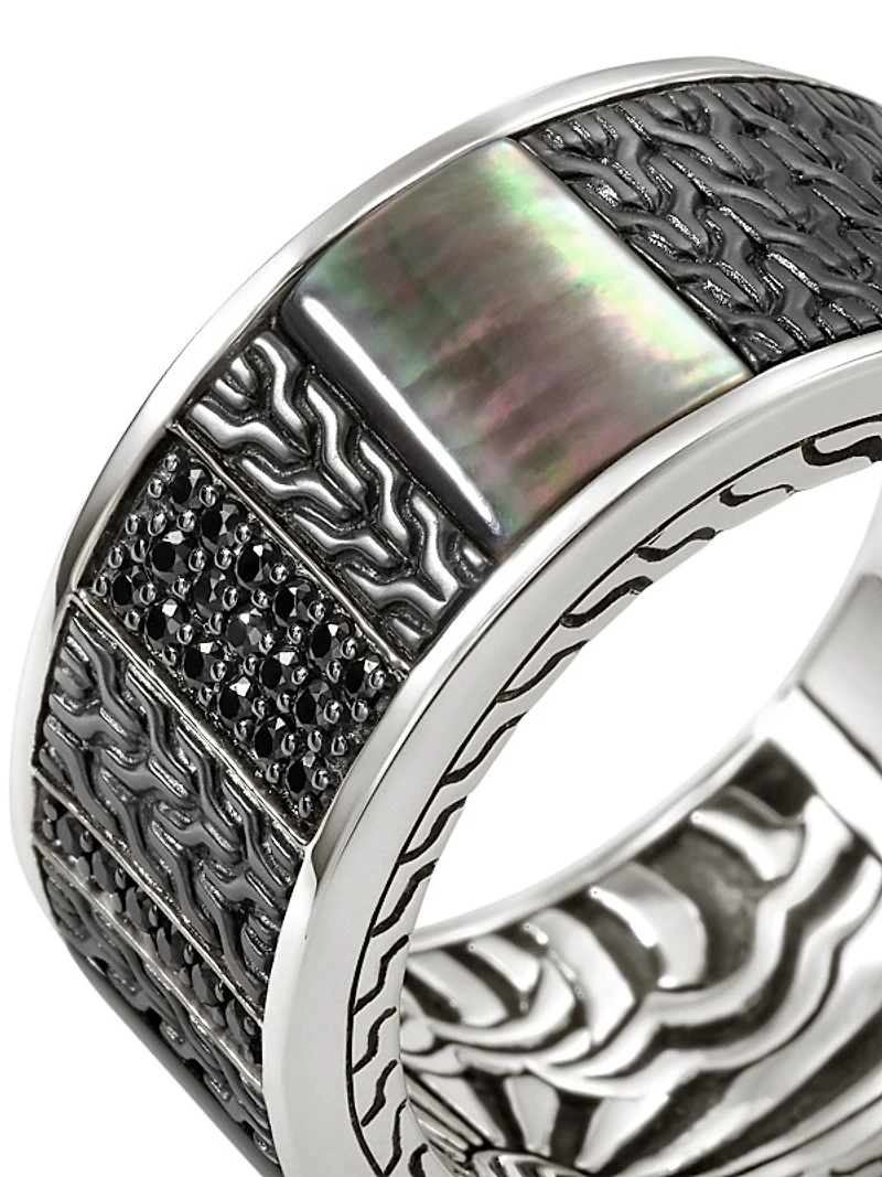 Thailand Carved Chain Inlay Band Ring