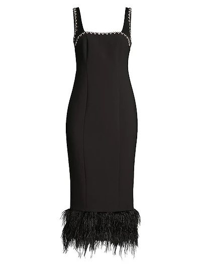 Georgie Feather-Embellished Midi-Dress