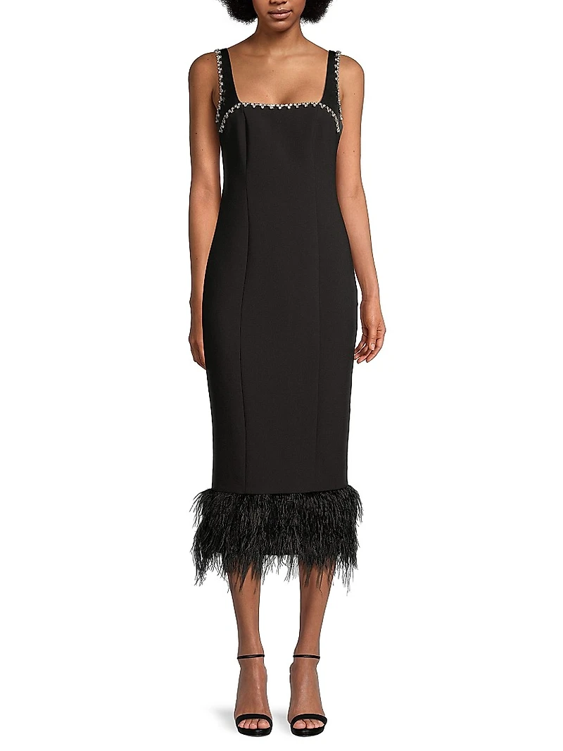 Georgie Feather-Embellished Midi-Dress