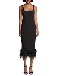 Georgie Feather-Embellished Midi-Dress