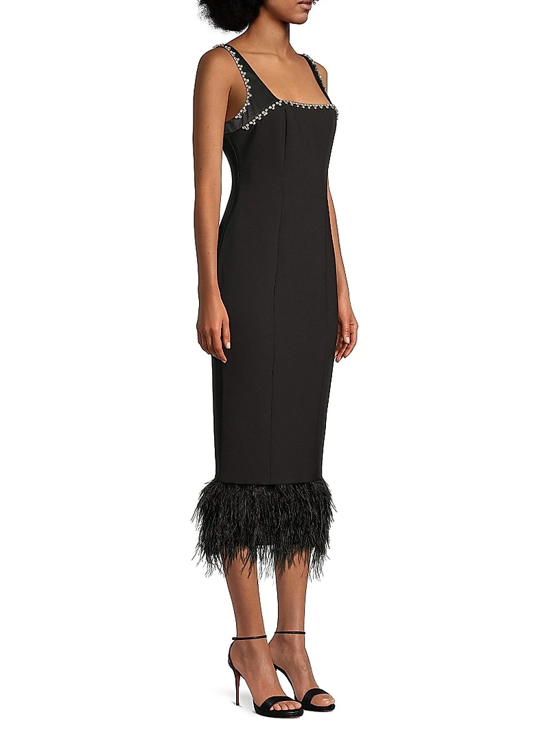 Georgie Feather-Embellished Midi-Dress