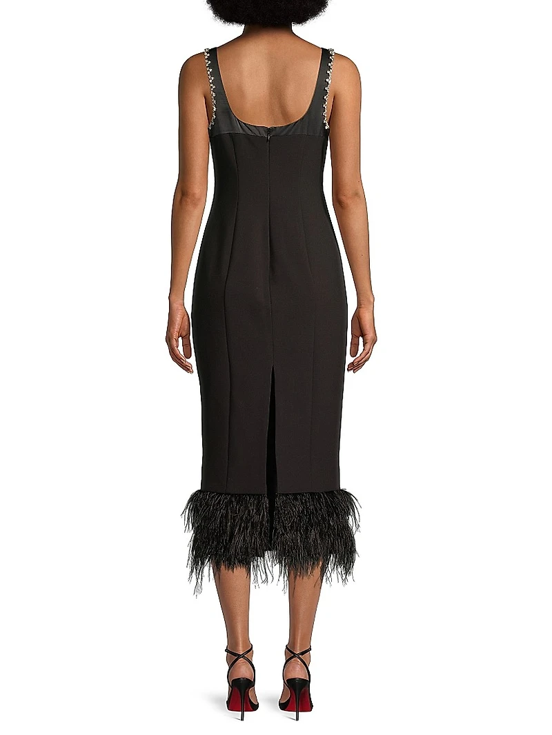 Georgie Feather-Embellished Midi-Dress