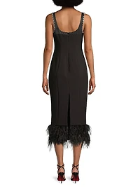 Georgie Feather-Embellished Midi-Dress