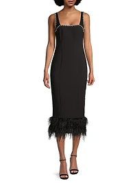 Georgie Feather-Embellished Midi-Dress