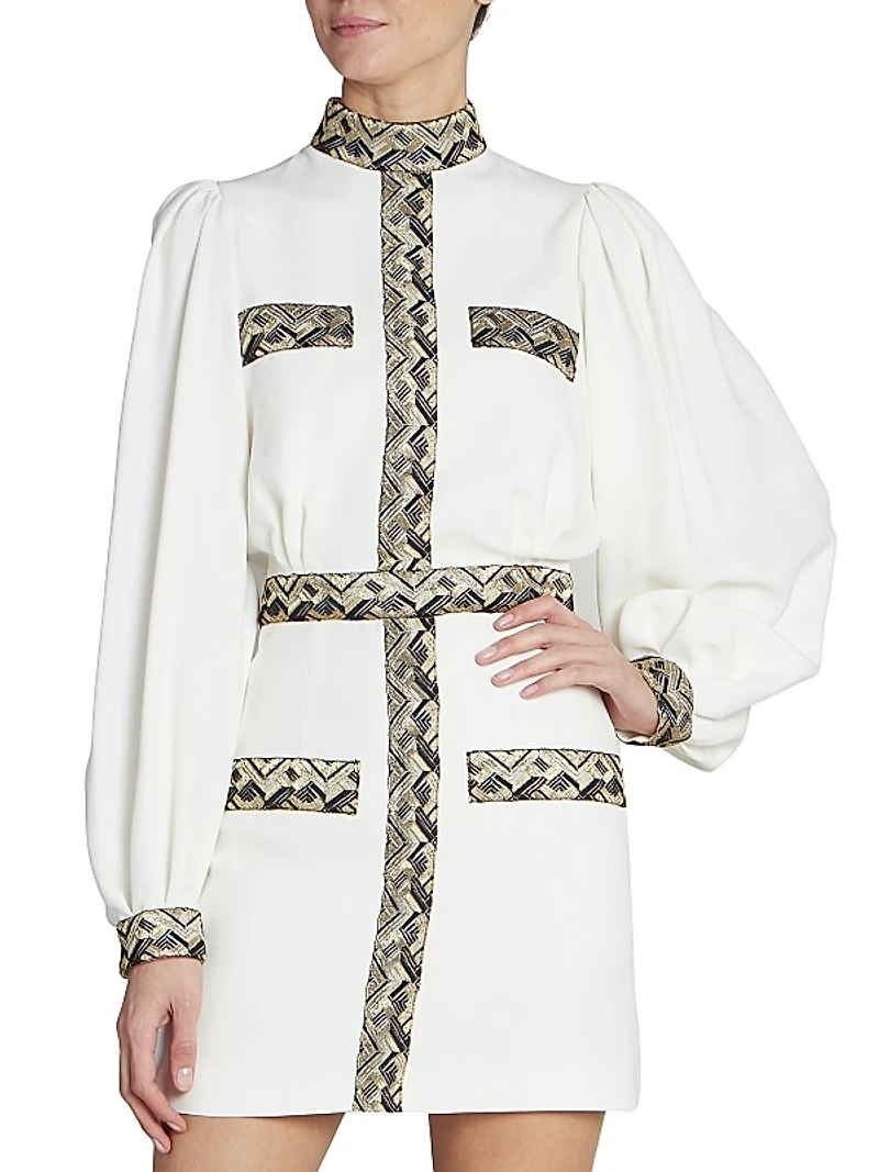 Metallic Embroidered Minidress
