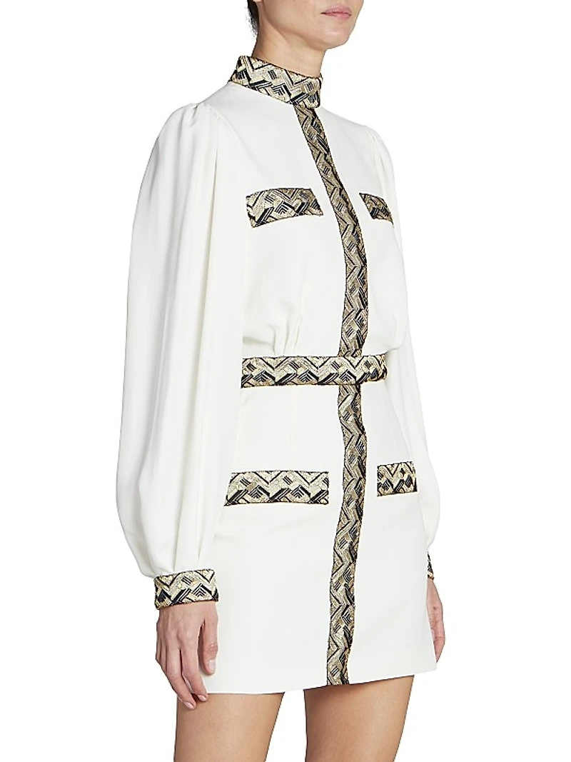 Metallic Embroidered Minidress